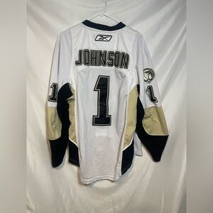 SIGNED JACK JOHNSON PITTSBURGH PENS CCM Black and White Hockey Jersey